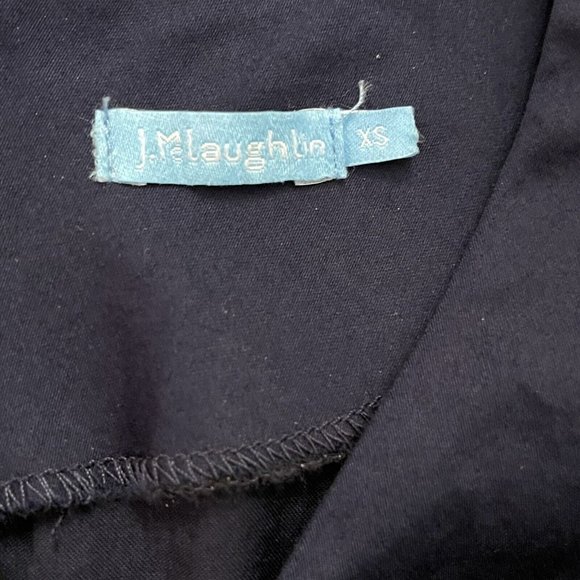 J. McLaughlin Navy Blue Cotton Sateen 3/4 Sleeve Drop Waist Dara Midi Dress XS - Picture 5 of 10